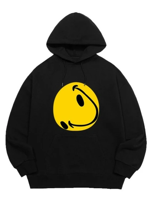 Black Distorted Smiley Face Hoodie | Suga – BTS