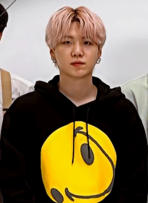 Black Distorted Smiley Face Hoodie | Suga – BTS