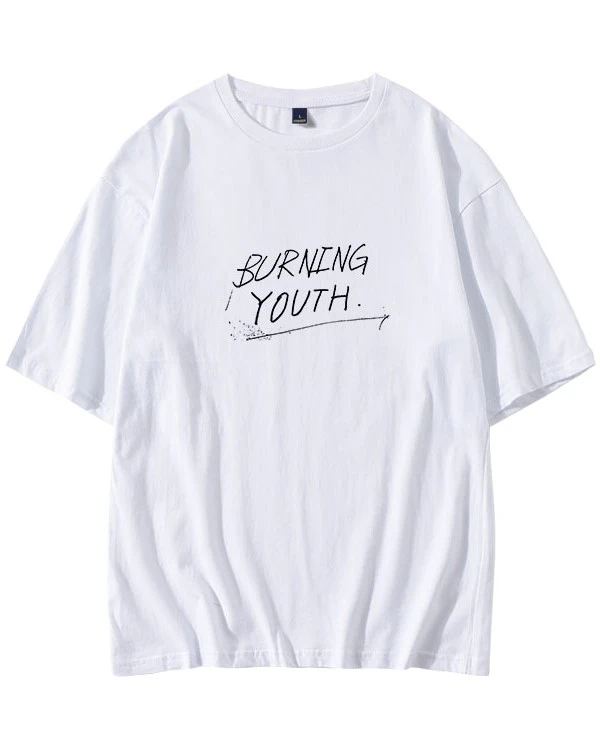 White “Burning Youth” T-Shirt | Felix - Stray Kids - Fashion Chingu