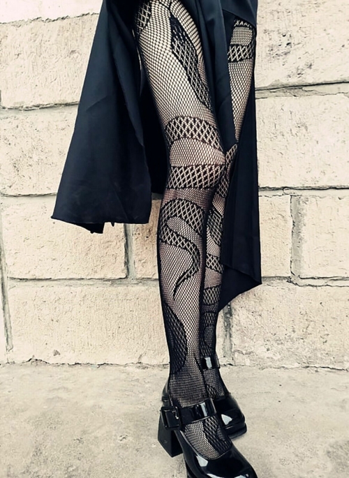 Black Snake Pattern Net Stockings | Ryujin – ITZY