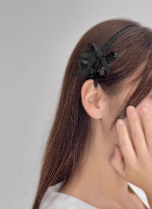 Black Double Bow Headband | Haerin - NewJeans