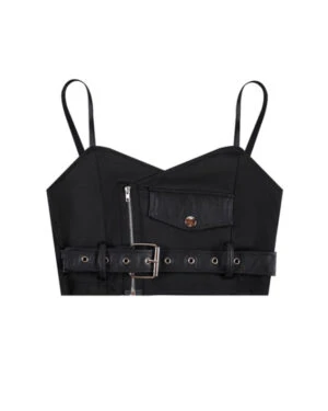 Black Belted Crop Top | Mia - Everglow