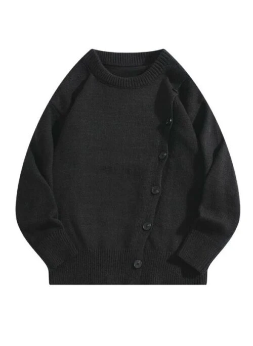 Black Slant Buttons Sweater | Baek Hyun Woo – Queen Of Tears