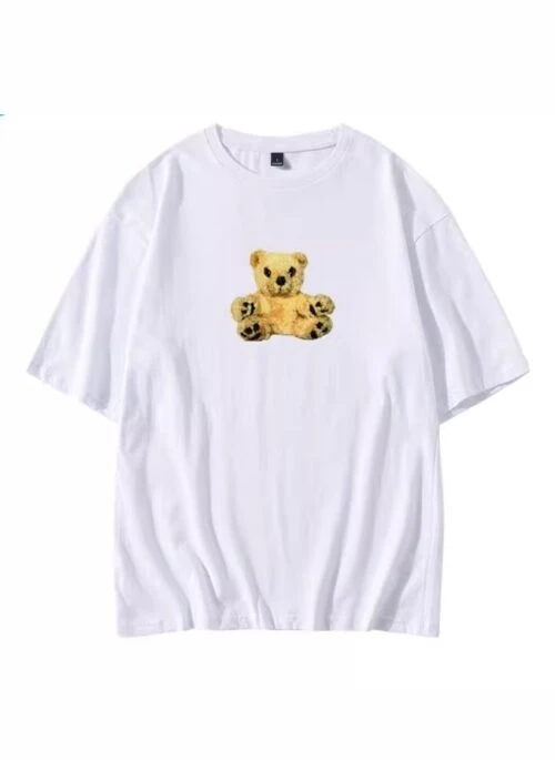 White Teddy Bear Plushie Print T-Shirt | Ahyeon - BabyMonster