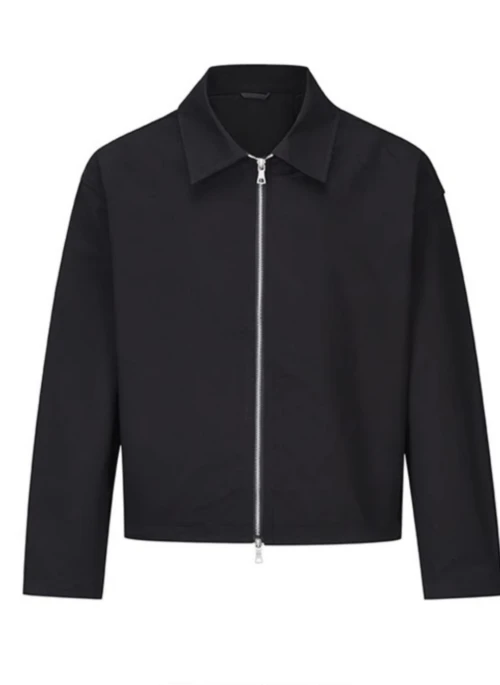 Black Collared Zip-Up Jacket | Baek Hyun Woo – Queen Of Tears