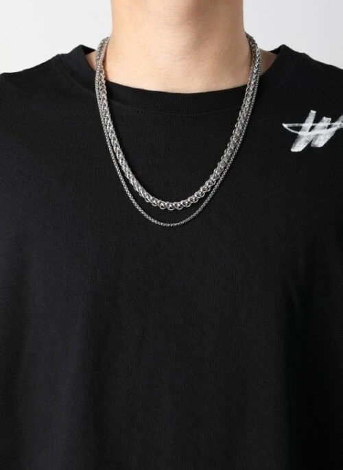 Sliver Double Layer Chain Necklace | Jungkook – BTS