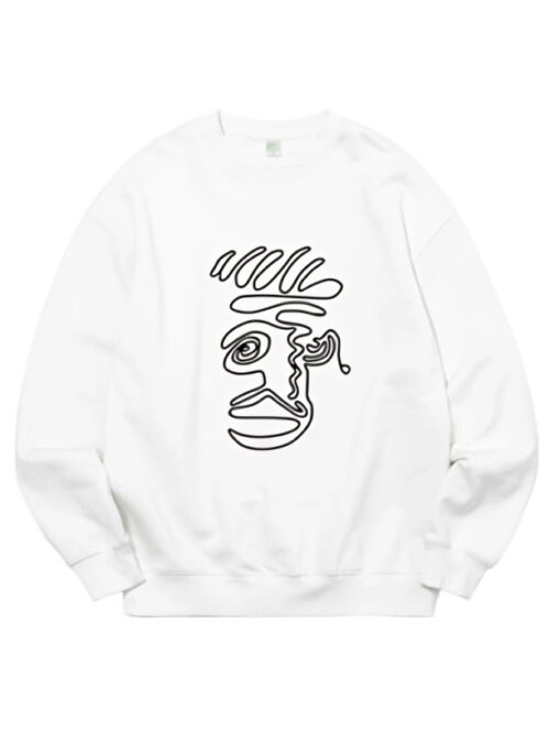 White Abstract Face Sweatshirt | Jungkook – BTS