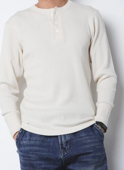 White Half Button Waffle Sweater | Sunghoon – Enhypen