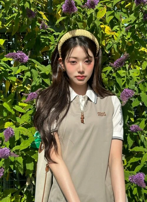 Beige Weaved Thick Headband | Wonyoung – IVE