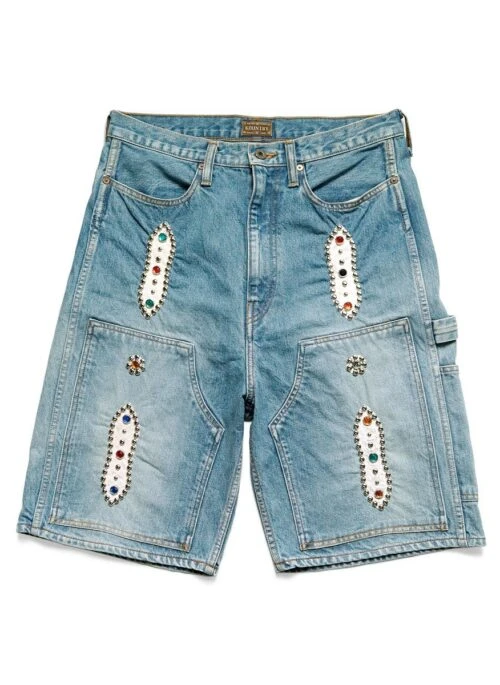 Blue Denim Gemstone Accents Shorts | RM – BTS