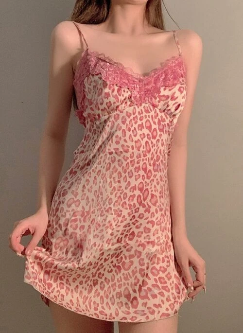 Pink Leopard Lace Night Dress | Winter – Aespa