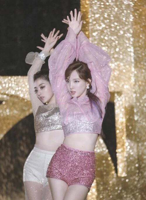 Pink Sparkly Sequins Mini Shorts | Nayeon – Twice