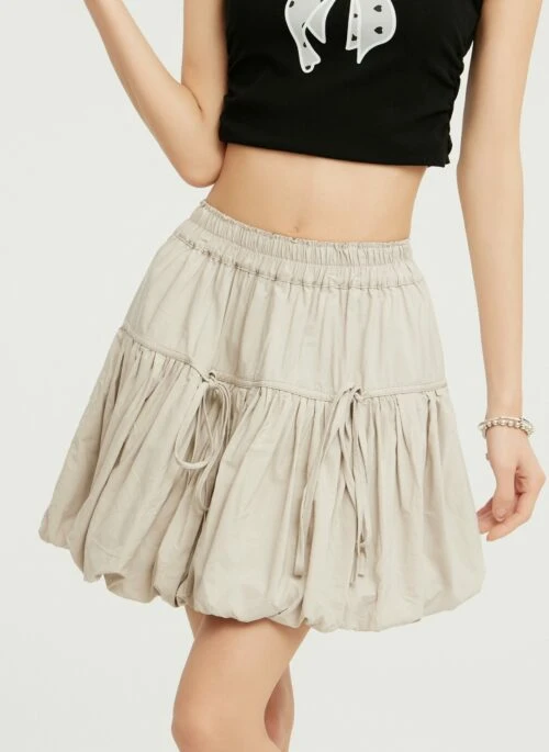 Beige Elastic Waist Puffy Skirt | Yuqi – (G)I-DLE