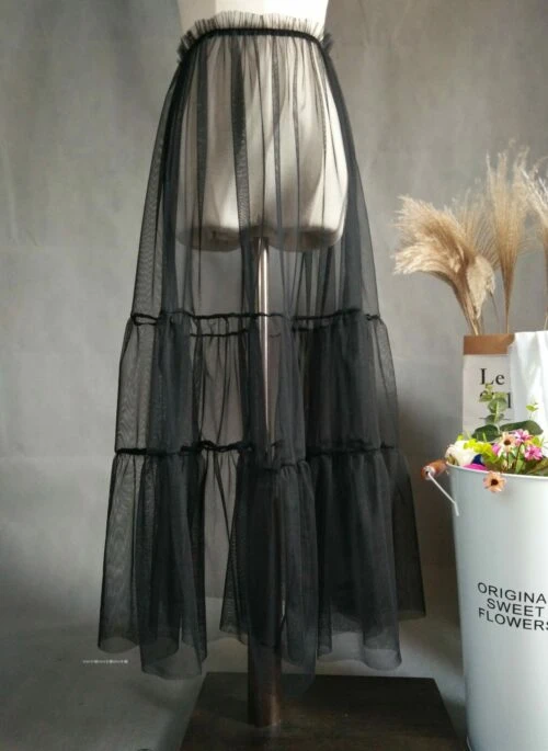 Black Mesh Tiered Skirt | Siyeon – Dreamcatcher