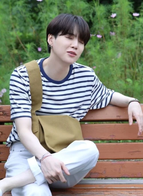 Blue Stripes Crewneck T-Shirt | Suga – BTS