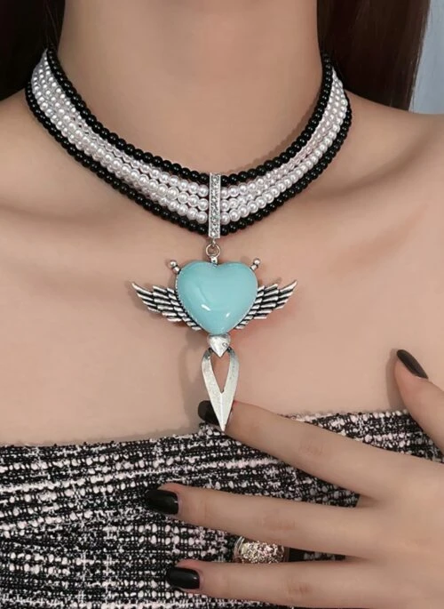 Blue Winged Heart Pearl Necklace | Shuhua – (G)I-DLE