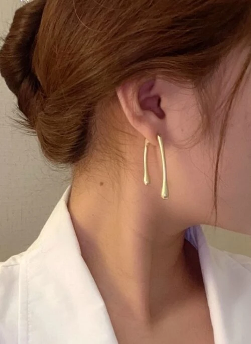 Gold Two-Parts Abstract Statement Earrings | IU