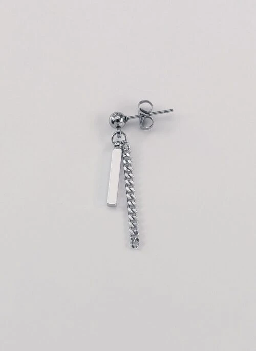 Silver Bar Chain Single Earring | Heeseung – Enhypen