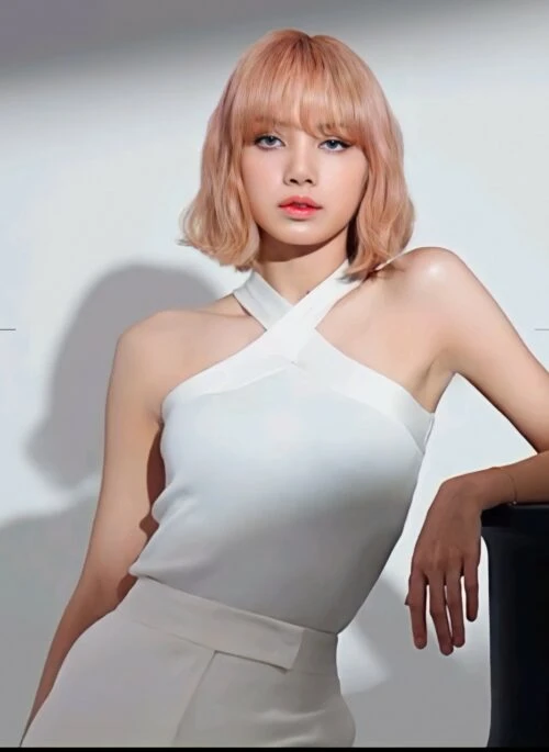 White Halter Knit Top | Lisa – BlackPink