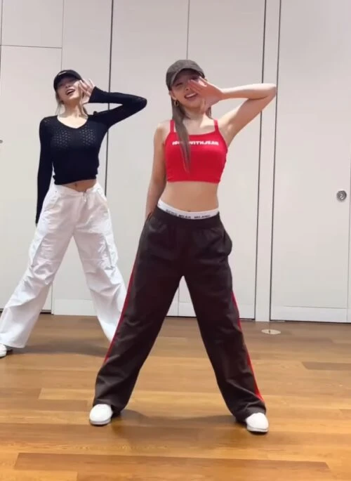 Brown With Red Stripe Detail Track Pants | Nayeon – TWICE