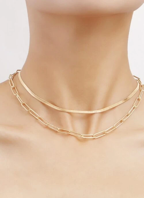 Gold Chain Double Layer Necklace | Chung Ha