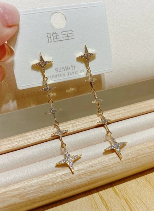 Gold Sparkle Tassel Earrings | Jinjin – Astro