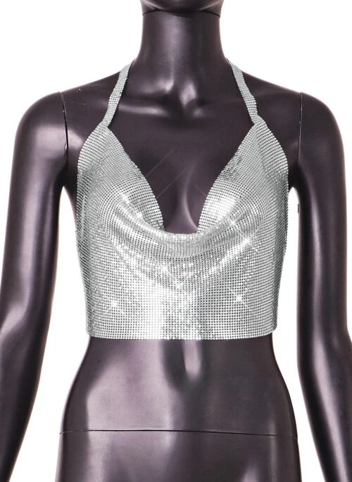 Grey Sparkly Backless Top | Ningning – Aespa