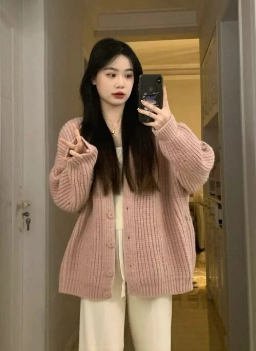 Pink Loose Fit Knitted Cardigan | Jaemin – NCT