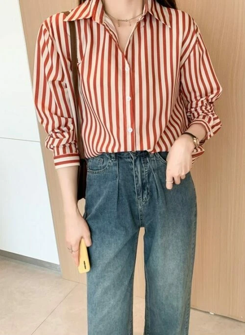 Red Stripes Long Sleeves Shirt | Go Eun Ha – My Sweet Mobster