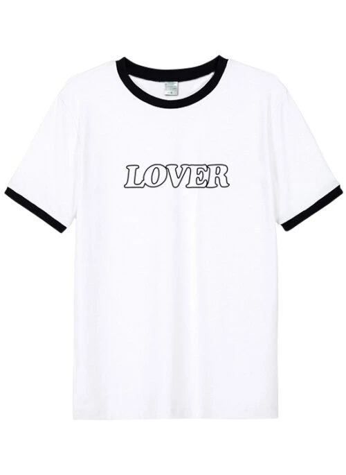 White “Lover” Print Crewneck T-Shirt | Yeonjun – TXT