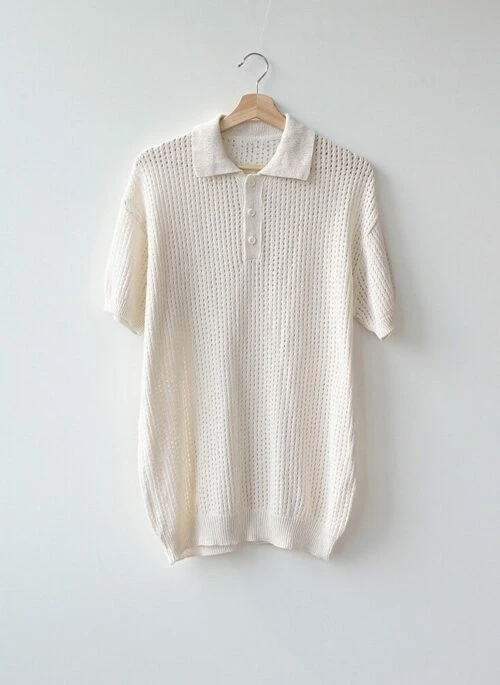 White Knitted Polo Shirt | Mingyu – Seventeen