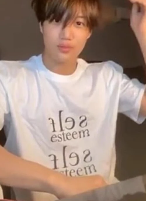 White Self-Esteem Print T-Shirt | Kai – EXO