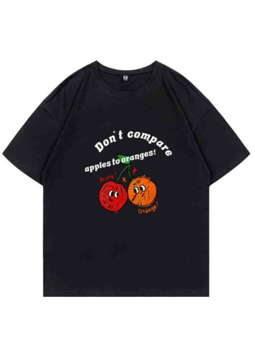 Black Apple And Orange Graphic T-Shirt | Jeonghan – Seventeen