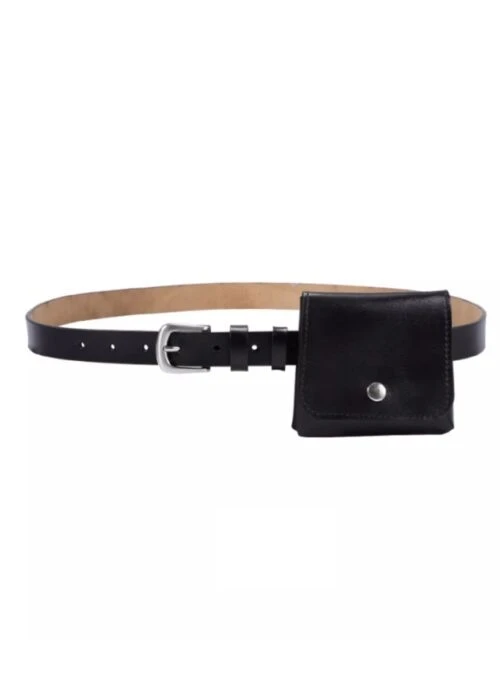 Black Faux Leather Waist Bag Belt | Baek Seok Ryu – Love Next Door