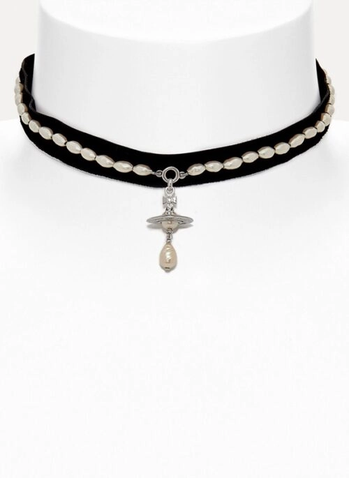 Black Ribbon Pearl-Accented Choker Necklace | Rei – IVE