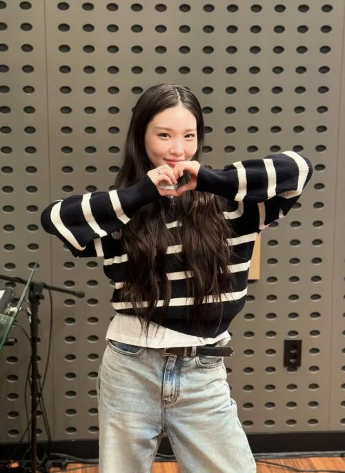 Black Striped Half-Zip Sweater | Chung Ha