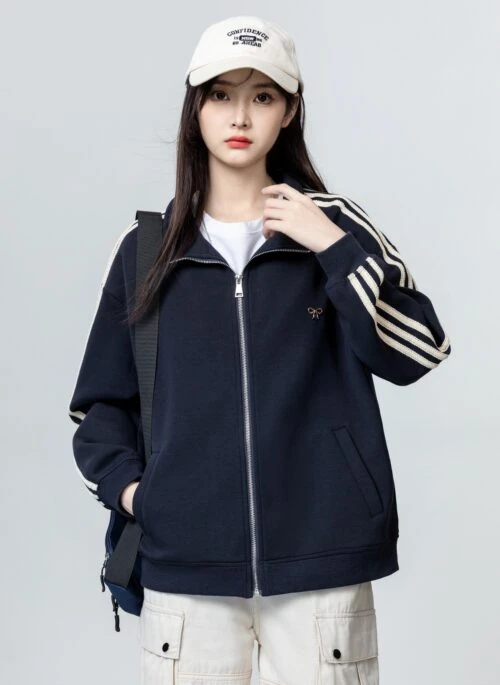 Blue Collar Sweatshirt Jacket Casual Springautumn