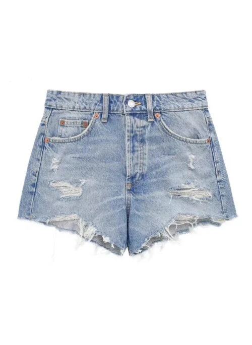 Blue Tattered Denim Mini Shorts | Lisa – BlackPink