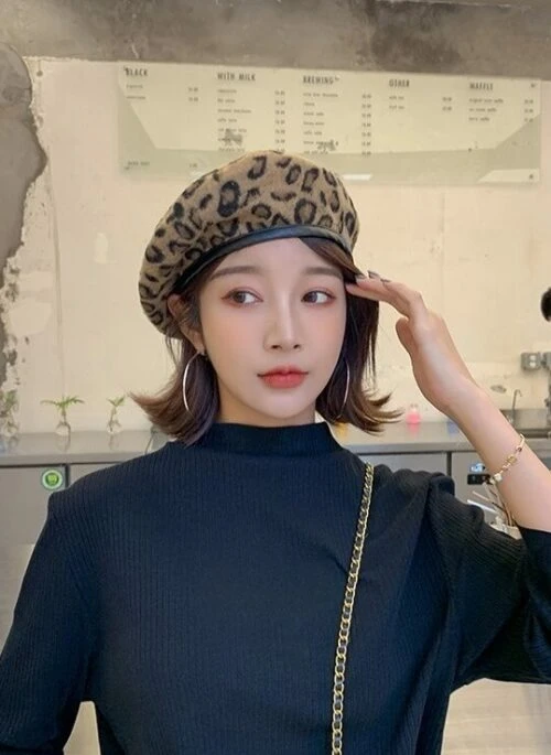 Brown Leopard Beret Hat | Eunchae – Le Sserafim