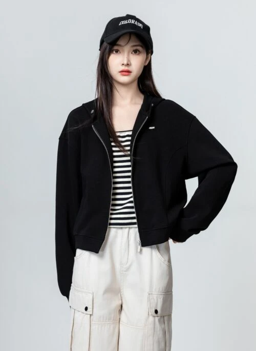 Casual Loose Hoodie Zipper Sweater Coat