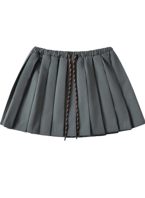 Grey Drawstring Pleated Skirt | Jisoo – BlackPink