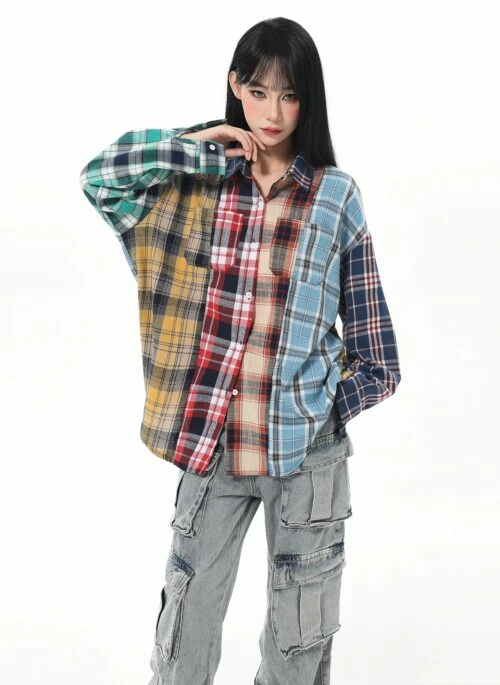 Multicolored Plaid Flannel Shirt | Suga – BTS