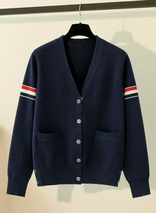 Navy Blue Banded Sleeves Cardigan | Choi Seung Hyo – Love Next Door