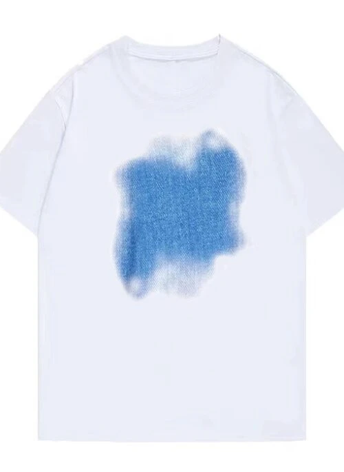 White Faded Denim Print T-Shirt | Sanha – Astro