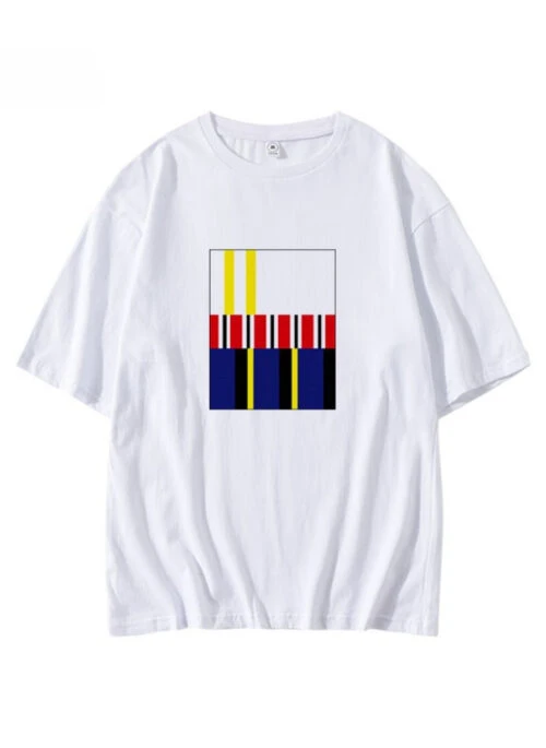 White Geometric Lines Printed T-Shirt | Chanyeol - EXO