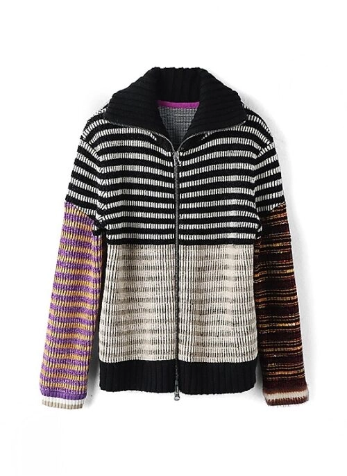 Black Striped Zip-Up Knitted Jacket | Ni-Ki - Enhypen