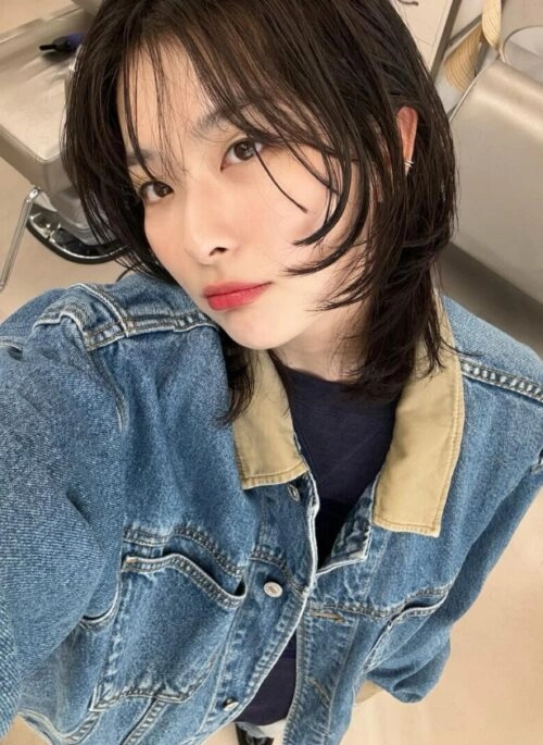 Blue Denim Jacket With Corduroy Collar | Seulgi – Red Velvet