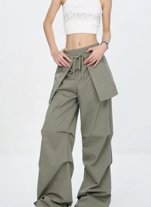 Green Detachable Skirt Pleated Pants | Rei – IVE