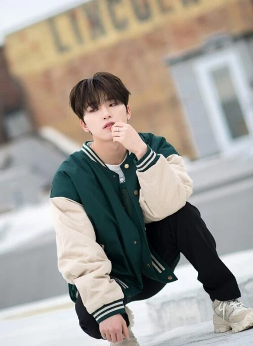 Green Snap-Button Baseball Jacket | Dino – Seventeen