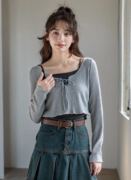 Short Camisole Knitted Top Two-Piece Set